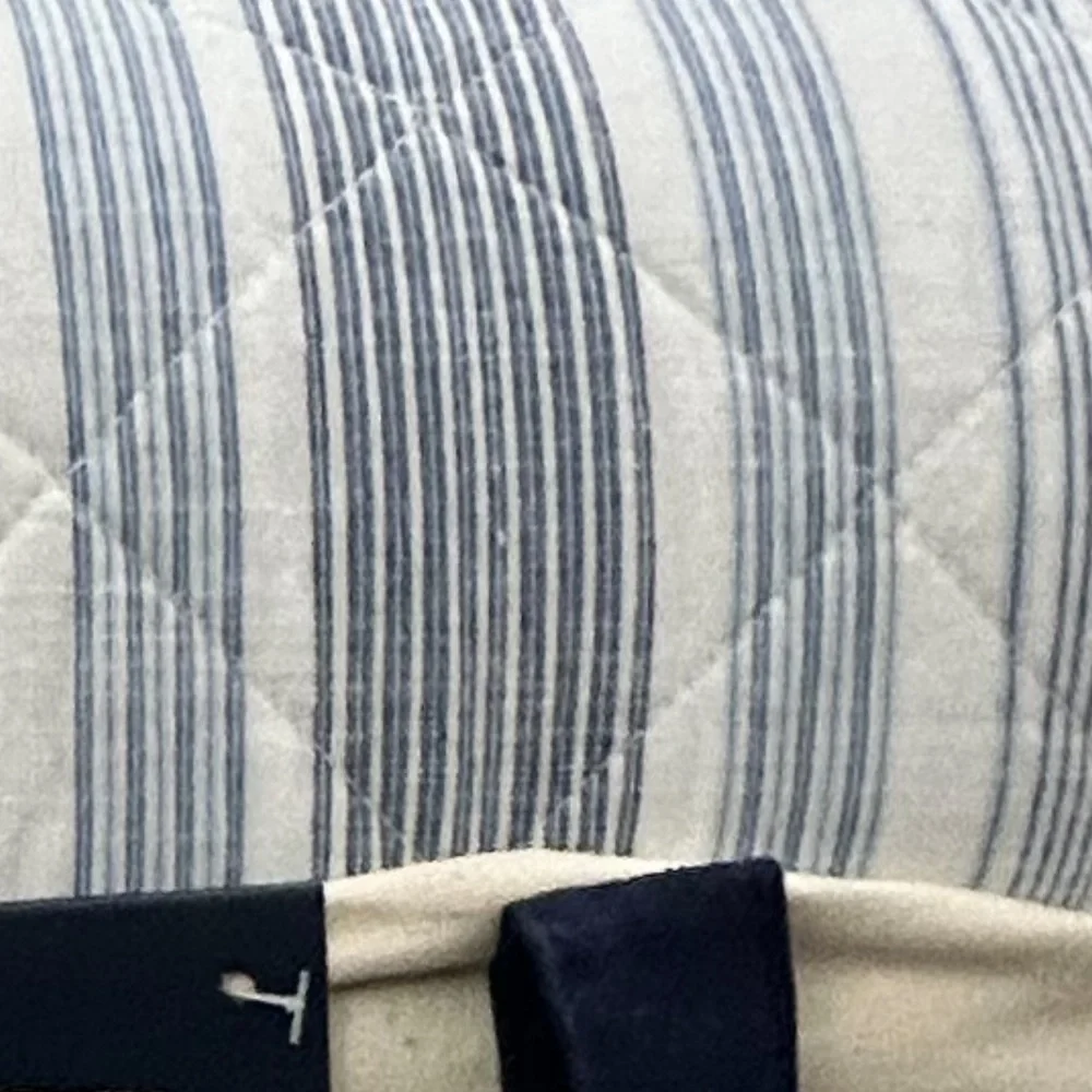 Brooks Brothers Blue and White Striped King Cotton Slub Quilt Set 106”x92”